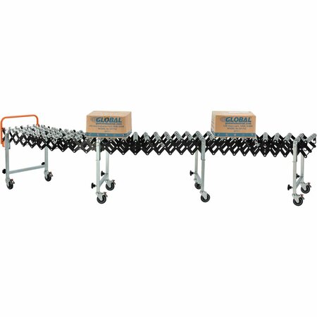 GLOBAL INDUSTRIAL 3ft3in to 12ft10inL Steel Skate Wheel Conveyor, Portable & Expandable, 18in W 988989